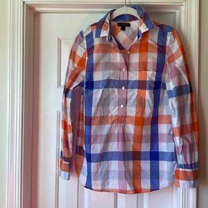 JCrew Size 2 Spring Plaid Half Button Tunic